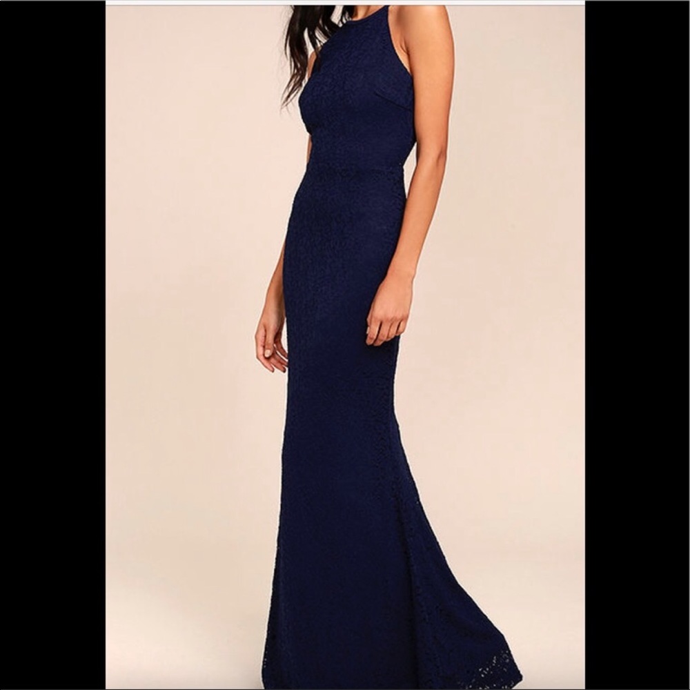 Lulus ephemeral allure navy maxi dress sz large